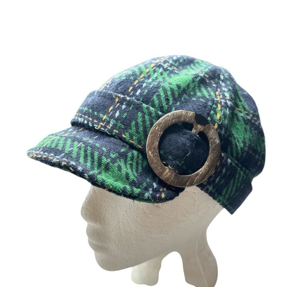 Vintage Scala Pronto Womens Tartan Plaid Newsboy Cabbie Hat Wool Blend One Size - Picture 9 of 11